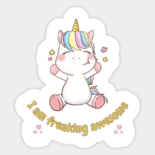 I am Freaking Awesome With Flowers and Hearts Sticker